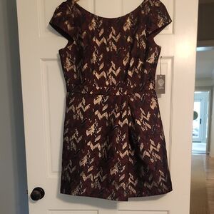 Elegant Burgundy Chevron Dress